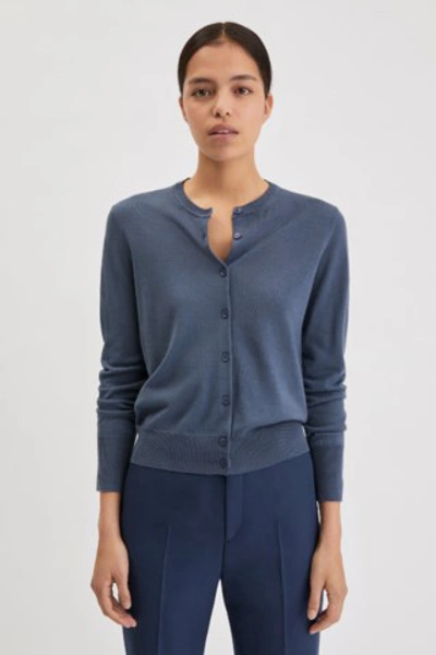 Filippa K Merino Short Cardigan In Blue Grey | ModeSens