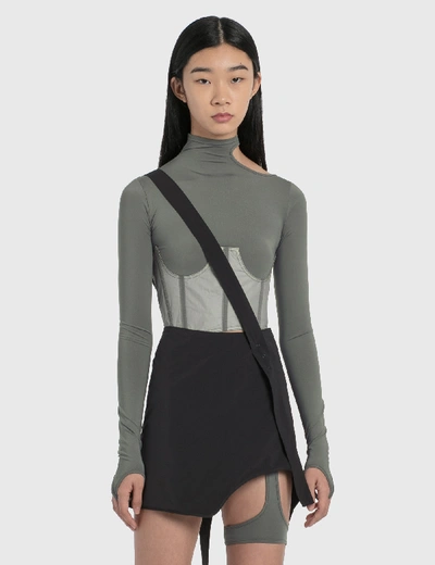 Shop Hyein Seo Long Sleeve Top With Corset In Grey