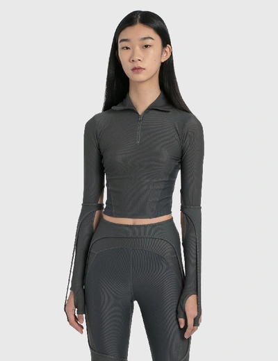 Shop Hyein Seo Half-zip Sport Top In Grey