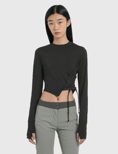 Shop Hyein Seo Twisted Long Sleeve Top In Black