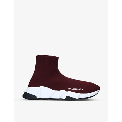 Shop Balenciaga Speed Woven Mid-top Trainers In Wine