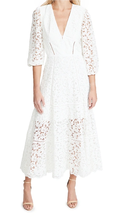 Shop Jonathan Simkhai Puff Sleeve Midi Dress In White