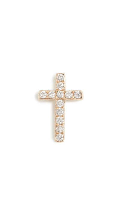 Shop Sydney Evan Single Mini Cross Stud In Yellow Gold