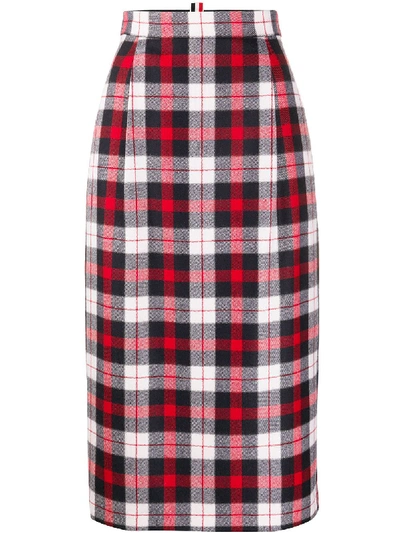 Shop Thom Browne Tartan Check High-waisted Skirt In Red