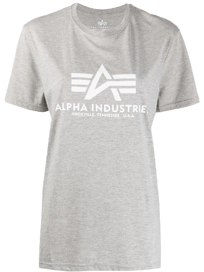 Shop Alpha Industries Logo Graphic Print T-shirt In Grey