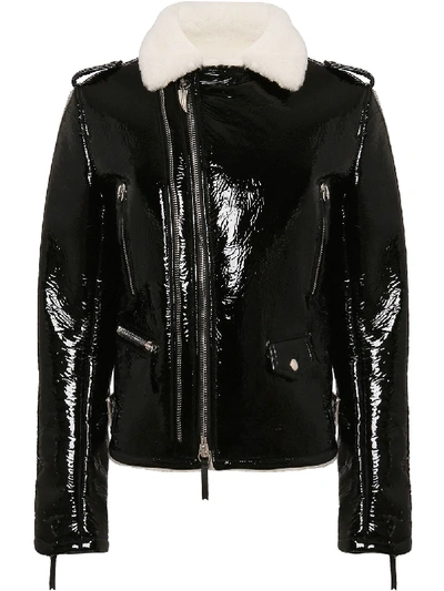 Shop Giuseppe Zanotti Polished Biker Jacket In Black