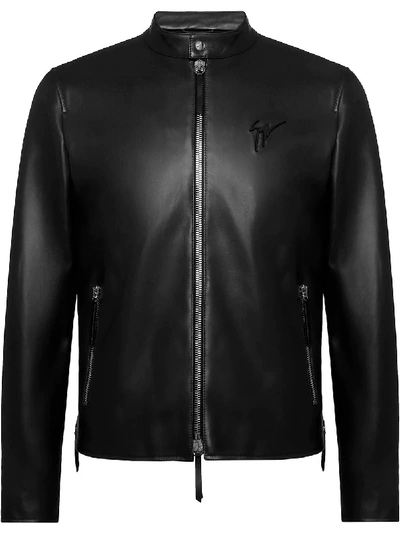 Shop Giuseppe Zanotti Zip-front Leather Jacket In Black