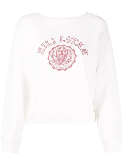 Shop Nili Lotan Cropped Logo Print Sweatshirt In Neutrals