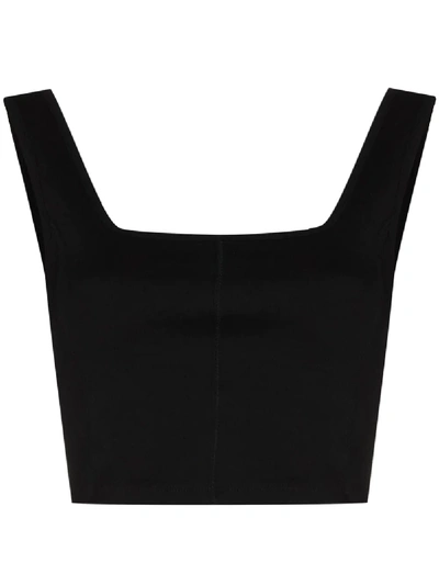 Shop Ninety Percent Cropped Square-neck Top In Black