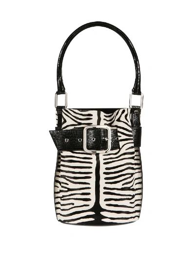 Shop Giuseppe Zanotti Wanda Zebra-print Bucket Bag In White