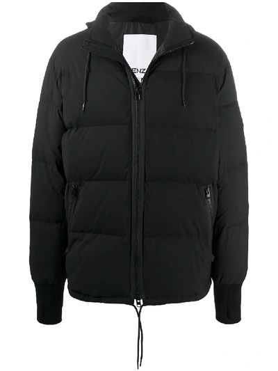 Shop Kenzo Hooded Padded Jacket In Black