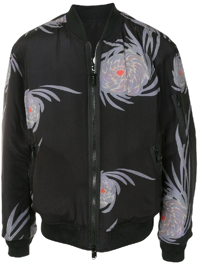Shop Undercover Floral-print Zip-up Bomber Jacket In Black