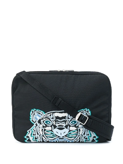 Shop Kenzo Tiger Embroidered Laptop Bag In Black