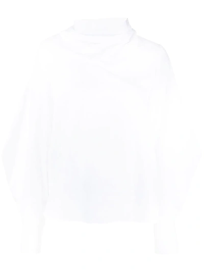 Shop Tela Long-sleeved Funnel-neck Blouse In White