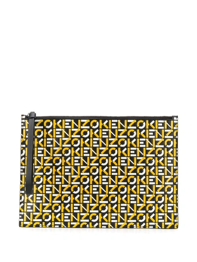 Shop Kenzo Logo-print Clutch Bag In Yellow