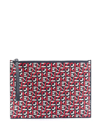 Shop Kenzo Logo-print Clutch Bag In Red