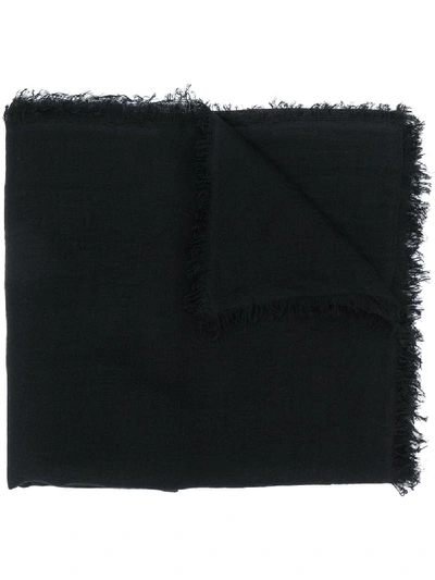 Shop Ann Demeulemeester Cashmere Scarf With Frayed Edging In Black