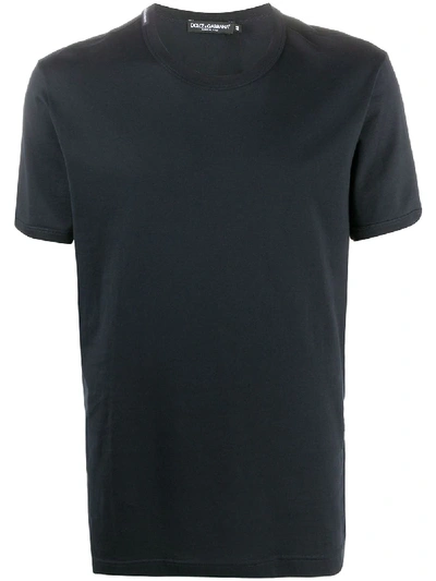 Shop Dolce & Gabbana Logo Label V-neck T-shirt In Blue