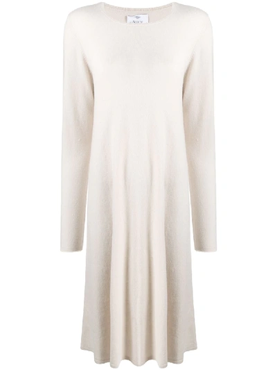 Shop Allude Long-sleeve Flared Dress In Neutrals
