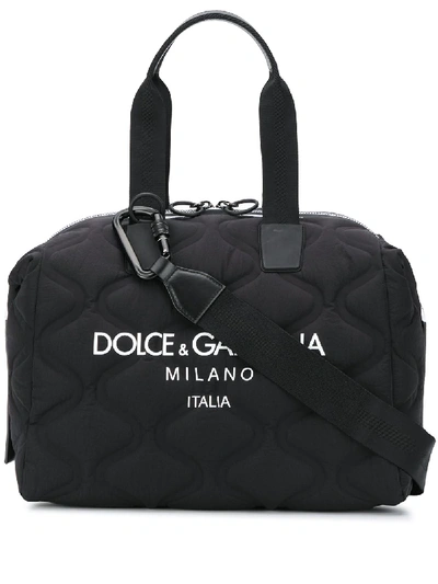 Shop Dolce & Gabbana Logo Print Tote Bag In Black