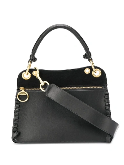 Shop See By Chloé Leather Tote Bag With Gold-tone Detailing In Black