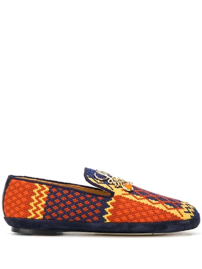 Shop Loewe Woven Anagram Slippers In Blue