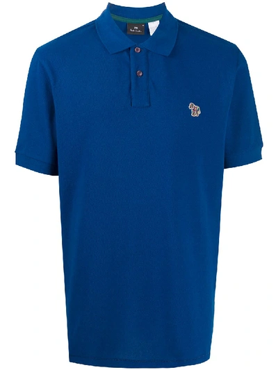 Shop Ps By Paul Smith Embroidered Logo Polo Shirt In Blue