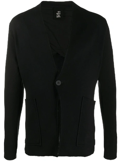 Shop Thom Krom Single-buttoned Fine Knit Cardigan In Black