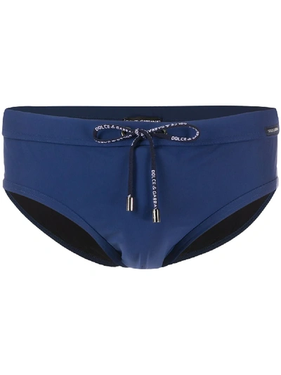Shop Dolce & Gabbana Logo Swimming Briefs In Blue