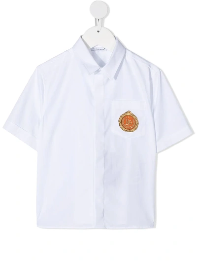 Dolce & Gabbana Embroidered Chest Logo Shirt In White