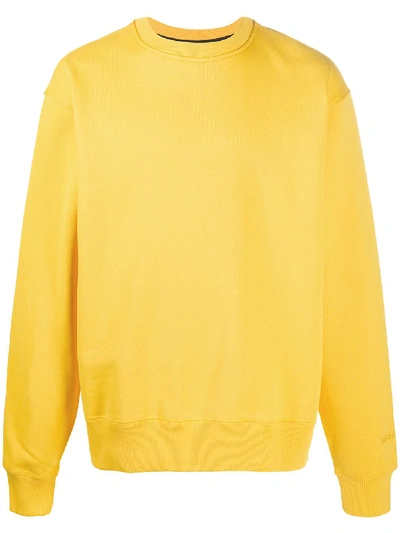 Shop Adidas Originals By Pharrell Williams Embroidered Logo Cotton Sweatshirt In Yellow