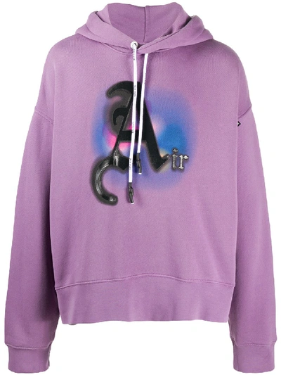 Shop Palm Angels Air Printed Hoodie In Purple