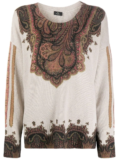Shop Etro Paisley-print Knitted Top In Neutrals