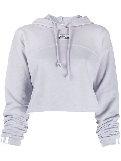 Shop Adidas Originals R.y.v. Cropped Cotton Hoodie In Grey