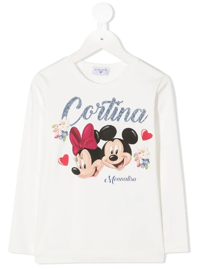 Shop Monnalisa Cortina Long-sleeved T-shirt In Neutrals