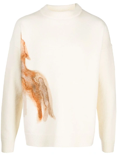 Shop Jil Sander Knitted Tie-dye Detail Jumper In White