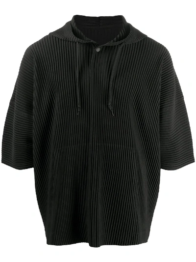 Shop Issey Miyake Micro Pleated Hoodie In Black