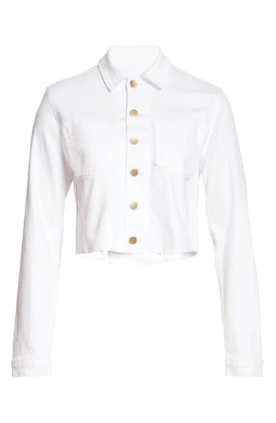 Shop L Agence Aria Crop Denim Jacket In Blanc