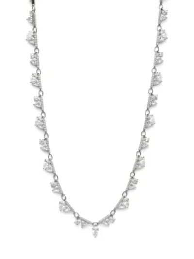 Shop Adriana Orsini Dia Plated Silver & Cubic Zirconia All Around Necklace In Rhodium