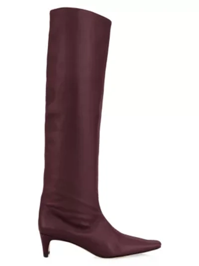 Shop Staud Wally Tall Leather Boots In Bordeaux