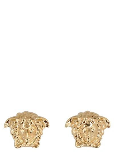 Shop Versace Medusa Earrings In Gold