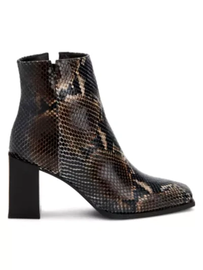 Shop Aquatalia Emilee Snakeskin-embossed Leather Ankle Boots In Black