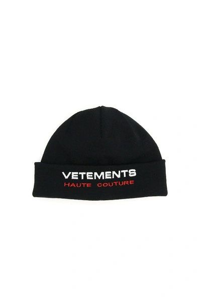 Shop Vetements Haute Couture Beanie In Black (black)