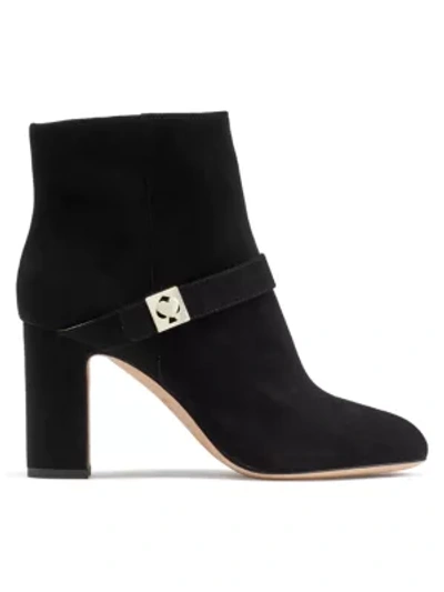 Shop Kate Spade Thatcher Twistlock Suede Ankle Boots In Black