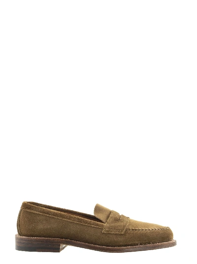 Shop Alden Shoe Company Handsewn Flex Penny Loafer With Unlined Vamp In Tan Suede