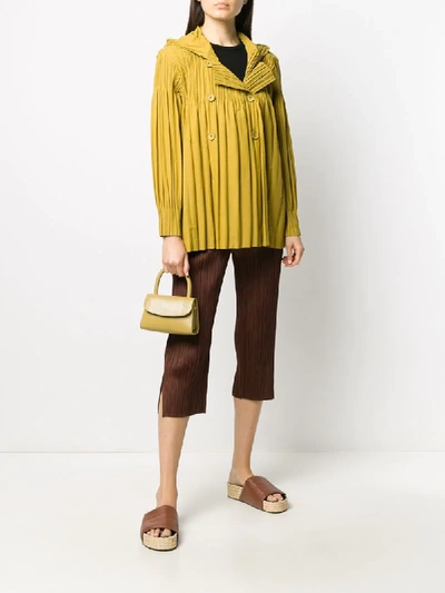 Issey Miyake Cropped Pleated Trousers In Brown
