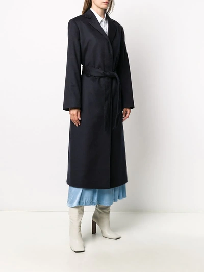 Shop Agnona Belted Tailored Cashmere Coat In Blue