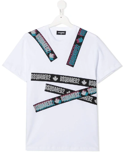 Shop Dsquared2 Teen Logo-print T-shirt In White