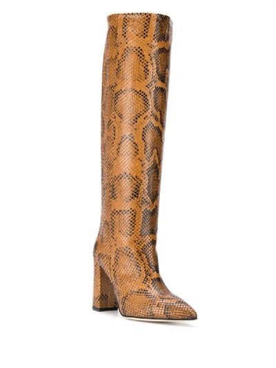 Shop Paris Texas Snake Skin Knee-high Boots In Brown