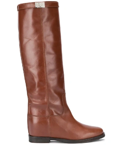 Shop Via Roma 15 Barth Knee Boots In Brown